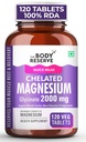The Body Reserve Magnesium Glycinate Supplement | 2000mg Per Serving High-Absorption Chelated Form | Magnesium Supplement for Muscle & Nerve Relaxation | Sleeping Tablets for Deep Sleep | For Men & Women | 120 Veg Tablets