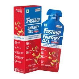 Fast&Up Energy Gel- Strawberry Banana flavour (Caffeinated) - Pack of 6 Gel Sachets, 39g per sachet- For Instant energy boost, Improved endurance and performance