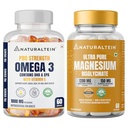 Naturaltein Omega 3 Fish Oil 1000mg (60 Softgels) + Naturaltein Magnesium Glycinate 1200mg 60 Tablets | Heart Health, Brain Support, Muscle Relaxation & Sleep Support Combo
