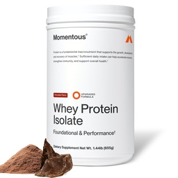 Momentous Essential Grass-Fed Whey Protein Powder - 20 g Whey Isolate Protein - NSF zertifiziert für Sport - Glutenfrei - 24 Servierungen für essentiellen Alltag - Schokolade - Paket Mai Vary