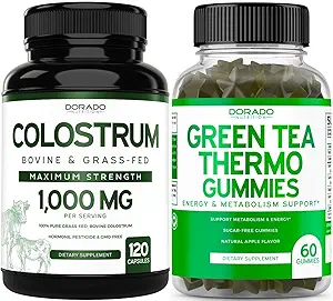 Green Tea Fat Burner Weight Loss (60 Gummis) - Appetite Suppressant Weight Loss Supplement für Männer und Frauen und Colostrum (120 Count) Bovine Colostrum Kapseln Ergänzungen - Vegan Safe & Made in USA