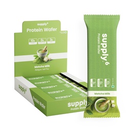 SUPPLY6 Protein Wafer Bars | Pack of 10 | Multigrain Crunchy Wafer | Vegetarian | 10g Protein | 3g Fiber | No Added Sugar | 400 G (Matcha)