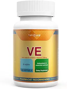 Erste Hilfe Vitamin-E 180-mg DL-Alpha Tocotrienols-Capsules - 100Softgels Herz- und Immununterstützung Dietary Softgels für Frauen Antioxidantienunterstützung