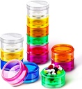 Sieral 7 Tage Stapelbare Pillen Organizer 7 Komponenten runde Pillen Boxen Turm Wöchentlich Vitamin Individuelle Aufbewahrungsbehälter Reisen Fälle mit Lids für Medikamente, Vitamine und Ergänzungen(2 Sets)