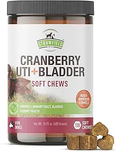 Cranberry UTI Behandlung für Hunde – Weiche Chews für Urinary Tract Gesundheit, Blasenunterstützung & Rasenschutz – Natürliche Vet-Formulierte Cranberry Supplements – USA Made – Peanut Butter Flavor