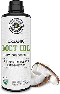 MCT Oil Organic - C10 C8 MCT Oil for Sustained Mental Energy & Focus Support - MCT Oil Organic für Kaffee, Glatteien, &amp; mehr - Palm Free Vegan Keto & Paleo Friendly 16 Fl Oz - Non-GMO - Aceite De Coco