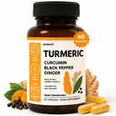 Turmeric Curcumin Capsules with Piperine (Black Pepper) & Ginger Root Extract | 95% Curcuminoids from Curcuma Longa | Anti-Inflammatory Joint Support Supplement for Men & Women | High Absorption Formula | Immunity & Antioxidant Support | 100% Natural | 60 Veg Capsules
