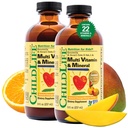 ESSENTIELS POUR ENFANTS Multivitamines et minéraux - Vitamines pour enfants, Multivitamines liquides pour enfants, Multivitamines pour enfants, Vitamines liquides, Multivitamines pour bébés - Orange naturelle et mangue, 8 Fl Oz (paquet de 2)