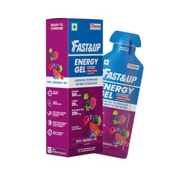 Fast&Up Energy Gel - Mixed Berry Flavour (Caffeinated) - Pack of 6 Gel Sachets, 39g per Sachet - for Instant Energy Boost, Improved Endurance and Performance