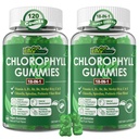 Chlorophyll-Gummien, Super Green 18-IN-1 mit Organische Chlorella Spirulina, Weizengras, Magnesium, Prebiotische Faser für inneres Deodorant*,Comfort Digestion, Metabolismus,Immune, Frischkörper-Odor, 2Packs