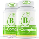 Complexe de vitamine B sans sucre avec le méthyl B12, le méthylfolate, B6, B1, B2, B3, Dissoudre rapidement le supplément complexe de méthyle B hautement biodisponible pour les niveaux d'énergie, système neuronal, végétalien,180 comprimés