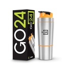 Go24 pexpo Stainless Steel Gym Shaker Bottle Kinetic Silver-Orange 850ml