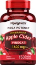 Piping Rock Apfel Apfel Apfelessig Capsule Caplets | 1600mg | 150 Pillen | Hohe Potenz | Extra Stärke ACV Ergänzung | Vegetarisch, Non-GMO, Glutenfrei