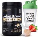 ColonBroom Premium Psyllium Husk Pulver (Strawberry, 60 Servierungen) + Shaker Bottle für Colon Broom Fiber Powder Drink Bundle - Colon Cleanse for Bloating Relief & Gut Health - Fiber Powder Supplement