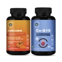 CUREFOREVER Curcumin Tablets with Turmeric Blend & BioPerine - 60 Tabs with CoEnzyme Q10 (CoQ10) 400mg with Bioperine - 60 Capsules