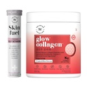 Wellbeing Nutrition Skin Fuel Liposomal Glutathione 600mg | Hyaluronic Acid, Vitamin C & E, Blueberry Mint, 15 Veg Tablets + Glow Marine Collagen with Glutathione | SkinAx², Resveratrol, Tropical Blis