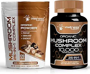 WELLNESS LABSRX Poudre de champignons 2000mg - Capsules de supplément de champignons
