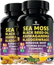 Sea Moss Capsules – 17-in-1 Blend mit schwarzem Seed Oil Ashwagandha Bladderwrack Burdock Root Turmeric Vitamin D3 K2 C für tägliches Wellness – Multimineral Supplement für Männer & Frauen – 240 Count