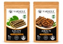 Naturals Organic Giloy Dried Sticks (Raw) 100g + Arjun Chhal 100g Combo | Guduchi (Tinospora Cordifolia) Stem & Terminalia Arjuna Bark | Pure Natural Ayurvedic Herbs | Chemical-Free | Herbal Tea, Kadha & Decoction Ingredients (Pack of 2)