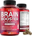 Nootropics Brain Support Supplement - Made in USA - Natural Brain Booster Supplement für Fokus, Gedächtnis, Klarheit, Energieeffizienz - Bacopa Monnieri, Choline & DMAE, 60 Kapseln