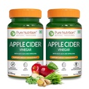 Pure Nutrition Apple Cider Vinegar with Wheat Grass & Spirulina for Enhanced Wellness | Rich in Antioxidants | Supports Weight Management, Detoxification & Immunity - 60 Veg Capsules (Pack of 2)