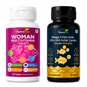 Women's Wellness Combo | Women Multivitamin Tablets (60 Tablets) + Omega 3 Fish Oil Capsules (60 Softgels) | EPA DHA, Vitamins, Minerals, Biotin & Folic Acid | Immunity, Hair, Skin, Heart & Brain Support