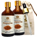 Premium Cold Pressed Flaxseed Oil 200 ml (100 ml x 2) | 100% Pure and Natural | Unrefined Oil for Face and Hair Care | Glass Bottle with Dropper