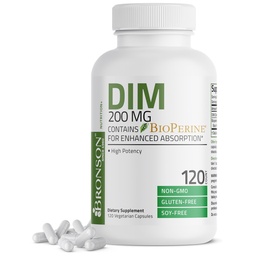 Bronson DIM Supplemento 200 MG Diindolymethane with BioPerine for Enhanced Absorption, Estrogen Metabolism & Maintains Balanced Hormone Livelli, 120 capsule vegetariane