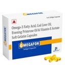 Omegafon Omega 3 Fish Oil Softgel Capsules for Men & Women | Cod Liver Oil, Evening Primrose Oil & Vitamin E | Supports Heart, Brain, Joint & Bone Health | Energy, Immunity & Antioxidant Support | Pack of 1