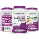 HealthyHey Nutrition Fish oil 60 softgel & Curcumin 90 capsules & Magnesium Glycinate 120 capsules