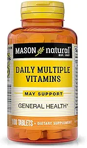 Mason Natural Daily Multiple Vitamins - Vitamine A, C, D3, E, B1, B2, B3, B6, B12, Folat und Calcium für Gesamtgesundheit, 100 Tabletten