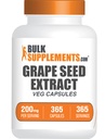 BulkSupplements.com Grape Seed Extract Capsules - Antioxidante Ergänzung, Grape Seed Extract 200mg - Vegan & Glutenfrei, 1 Kapsel pro Servieren, 365 Veg Kapseln (Pack von 1)