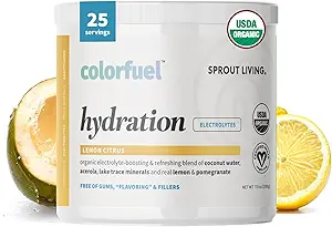 Sprout Living, Colorfuel Hydration Powder Drink Mix, Organic Superfoods + Adaptogenes | Hydration Support & Recovery, Elektrolyte, Himalaya Pink Salz, Kokoswasser, Zitrone Flavor (25 Portionen)