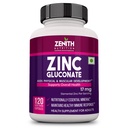 Zenith Nutrition Zinc Gluconate – Elemental Zinc Composition 17 mg | 120 veg capsules | Supports Healthy Immune System