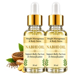 Nabhi Oil for Weight Management & Body Detox 30ml | Ayurvedic Herbal Belly Button Oil | Supports Digestive Wellness, Metabolism Balance, Relaxation & Daily Self-Care for Men & Women, 30 ML, PACK 2