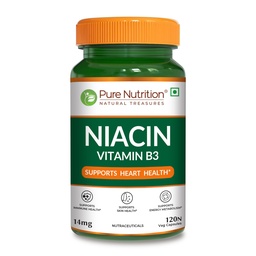 Pure Nutrition Niacin Vitamin B3 Supplement 14 mg | Vitamin B3 Niacinamide Supplements Supports Immune Function, Cellular Energy, Skin Health & Energy Metabolism – 120 Veg Capsules