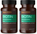 Elemente Vegan Biotin 5000 mcg - Haar, Haut, Nägel, 130 Kapseln (4 Monate Versorgung) (Packaging Mai Vary) (Pack von 2)