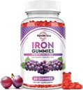 Eisengummis - mit Kalzium, Zink, Folat & Vitamin B12, C, B6 für Erwachsene & Kinder - Blut-Erbauer & Energie-Unterstützung für Eisenmangel, Anämie, Vegan - Trauben-Frucht,60 Gummi
