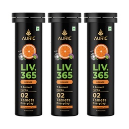 Auric Liv 365 Orange Effervescent Tablets | With Milk Thistle (Silymarin), Turmeric, Licorice, & Dandelion | Herbal Wellness Supplement | Plant-Based | 60 Tablets