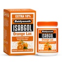 Baidyanath Isabgol Psyllium Husk Orange Lax Powder| Tasty Natural Fibre Laxative for Constipation Relief & Digestion | Effervescent, Gluten - 110 g
