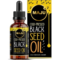 Maju Superfoods Black Seed Oil - 3 mal TQ, Kalt-Pressed, Reisegröße, 100% Türkisch Schwarz Cumin Seed Oil, Flüssigkeit reines Schwarz, Glasflasche, 2 Oz