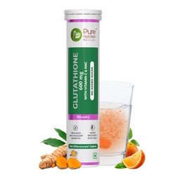 Pure Nutrition L-Glutathione Effervescent Tablets 600mg with Vitamin C | Glutathione Supplement | Antioxidant Support for Skin Health & Immune Support | Orange Flavour | 15 Effervescent Tablets