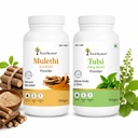 Four Seasons Mulethi Powder + Tulsi Powder – 100% Natural Ayurvedic Herbal Blend for Respiratory Health, Throat Care, Immunity & Daily Wellness, Combo Pack