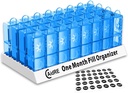 31 Tage Pille Organizer AM/PM – Monatliche Pille Box für Medikamente, Vitamine & Ergänzungen – Ein Monat 2 mal pro Tag Pille Fall, 4 Wochen täglich Pille Organizer, Blau