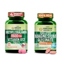 Vlado's Himalayan Organics Vitamin B12 1500mcg Tablets + Chelated Magnesium Glycinate 2000mg Combo | Methylcobalamin B12 & High Absorption Magnesium | Daily Wellness Bundle | 120 Tablets + 120 Veg Tab