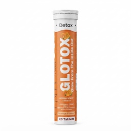 GLOTOX L Glutathione 500 mg Effervescent Tablets | Collagen 500 mg | Vitamin C | Hyaluronic Acid | Vitamin E | NAC | Orange Flavour | Dietary Supplement | 20 Tablets Pack of 1