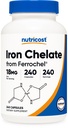 Nutricost Chelat Iron (von Ferrochel) 18mg, 240 Kapseln - Glutenfrei, Non GMO Eisen Chelate Supplement