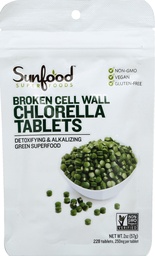 Sunfood Superfoods Chlorella Tablets - Chlorophyll, Chlorella Supplement, Chlorophyll Pillen, Broken Cell Wall Algae Kapseln, Non GMO, Vegan - 2 oz Tasche