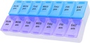 7 Tage Wöchentlich AM PM Pill Organizer, ShysTech große Pillen Fall Pille Box für Pillen Vitamin Ergänzungen Medikamente (Purple/Blue)