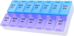 7 Tage Wöchentlich AM PM Pill Organizer, ShysTech große Pillen Fall Pille Box für Pillen Vitamin Ergänzungen Medikamente (Purple/Blue)